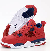 Мужские кроссовки Air Jordan 4 Retro красный с синим 41-46р. Живое фото (топ ААА+)