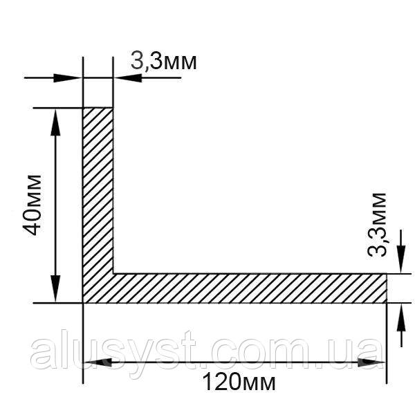 120х40х3 / 1 метр / Кутник алюмінієвий / без покриття