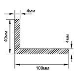 100х40х4 / 1 метр / Кутник алюмінієвий / без покриття