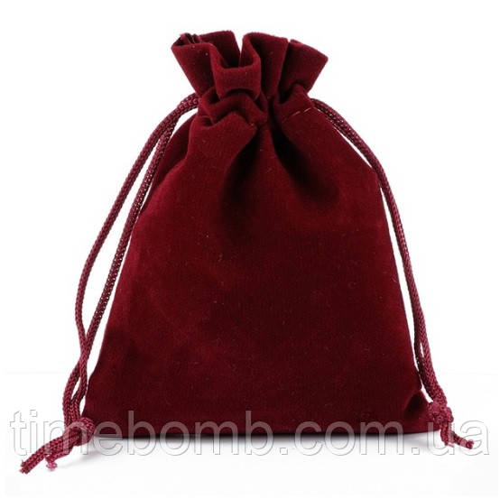 Подарунковий оксамитовий мішечок 20 x 30 см бордовий