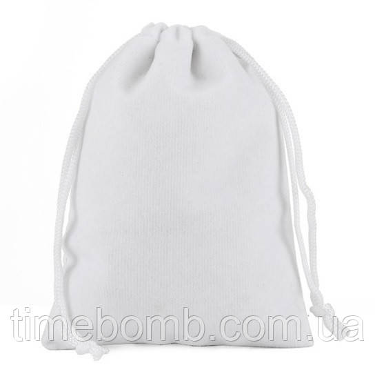 Білий оксамитовий мішечок 9 x 12 см