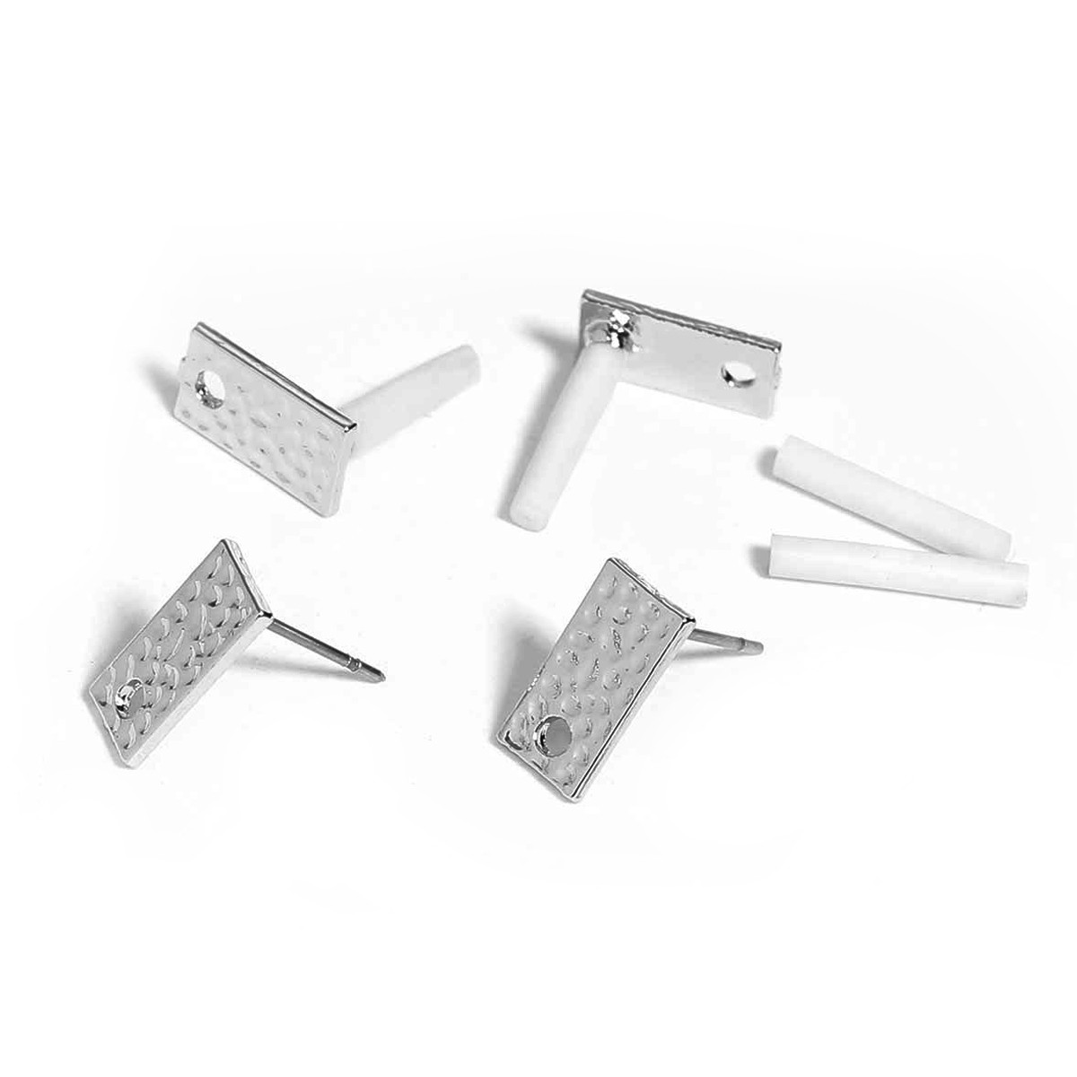 Основа для сережок, Гвоздик, Прямокутник, З петлею для підвішування, 12 мм x 6 мм, ціна за 1 штуку