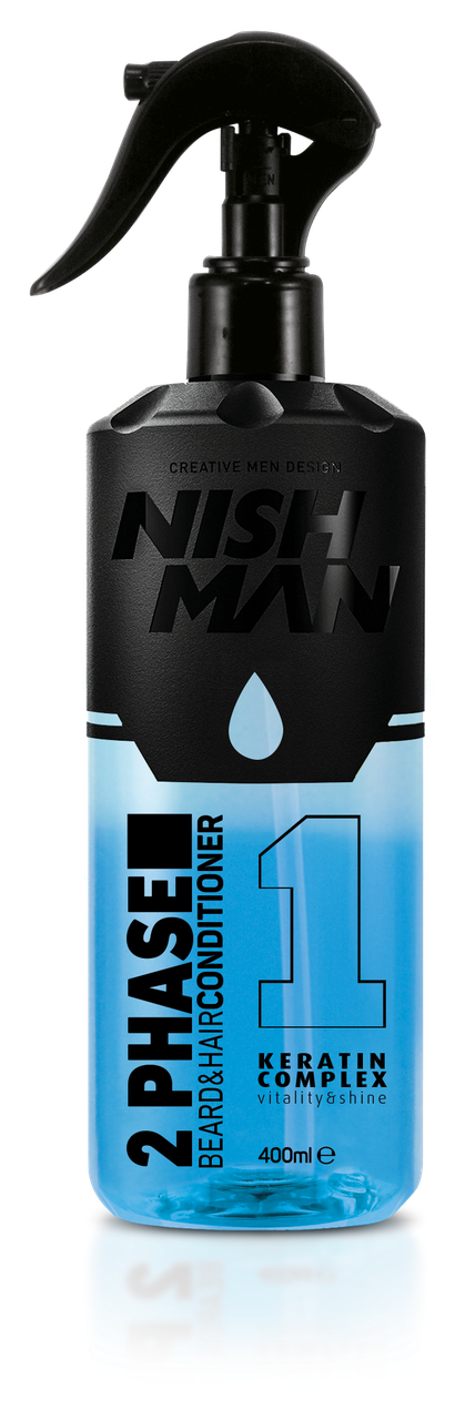 Кондиціонер для волосся й бороди 2-фазний Nishman 2 Phase Beard & Hair Conditioner з кератином 400мл, фото 1
