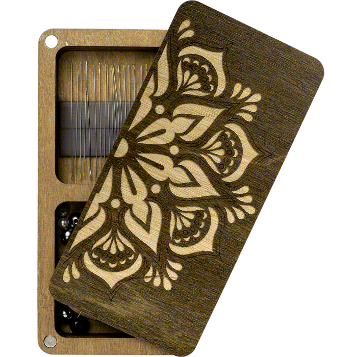 Скринька для бісеру прямокутна з дерев'яною кришкою Мандала 2 відділення FLZB(N)-001