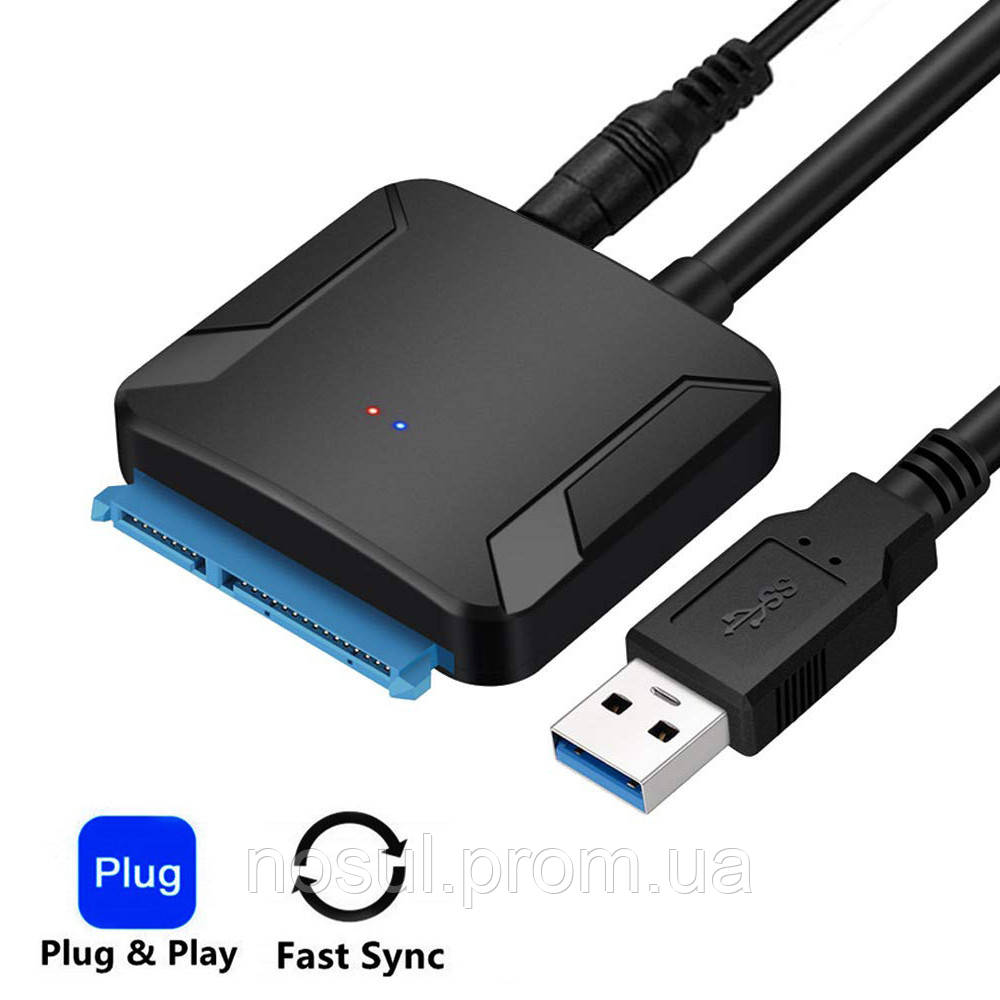 Адаптер USB 3.0 - SATA (22+7) UASP с возможностью подачи доп.питания (3,5 мм) для 3,5' HDD (NAS) - фото 1 - id-p1142901662