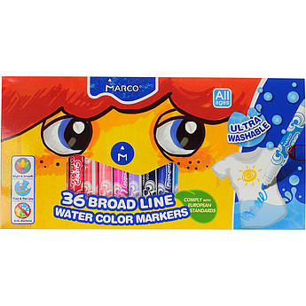Фломастери 36 кольорів Marco FM1632-36CB Jumbo