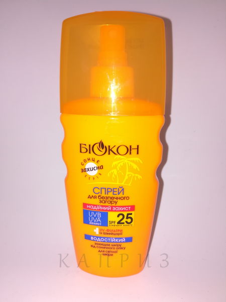 Спрей для безпечної засмаги Біокон SPF 25 (160 мл), фото 1