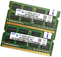 Пара оперативної пам'яті для ноутбука Samsung SOD DDR3 8Gb (4Gb+4Gb) 1333MHz 10600s CL9 (M471B5273DH0-CH9) Б/У