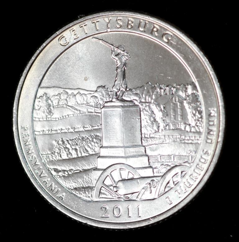 Монета США 25 центів 2011 р. Національний парк Геттісберг