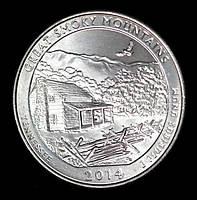 Монета США 25 центів 2014 р. Національний парк Грейт-Смокі-Маунтінс