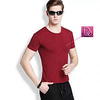 Мужская футболка 100% Хлопок Марка "DOOMILAI" Арт.1838(бордовый)