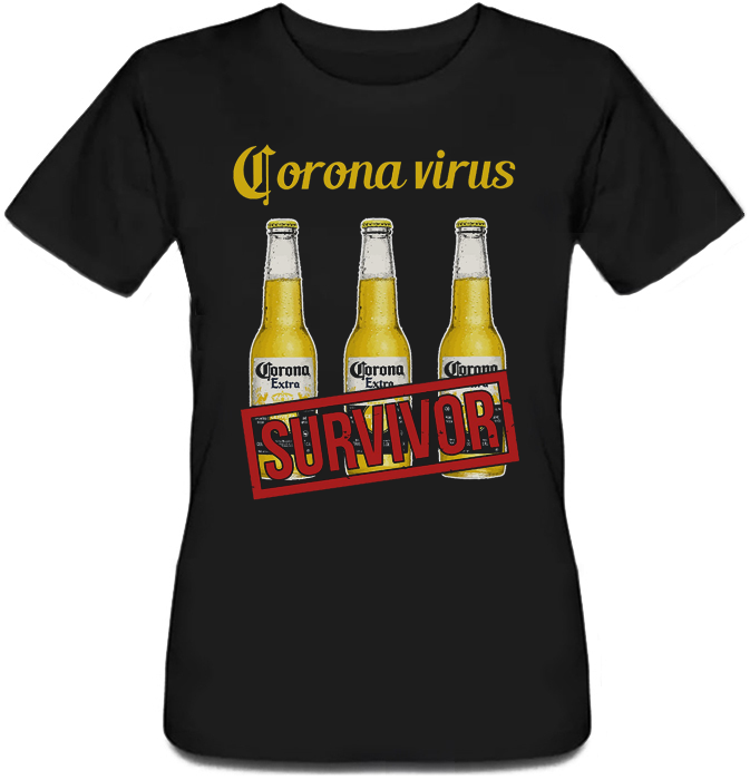 Женская футболка Beer "Corona Extra" (чёрная) - фото 1 - id-p1143100483