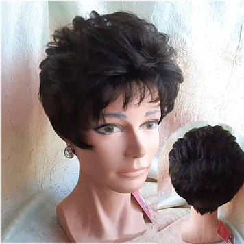 Перука коротка пишна з канекалону чорна 015А-1