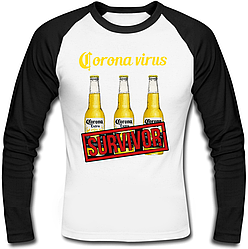 Футболка з довгим рукавом Beer "Corona Extra" (біла з чорними рукавами)