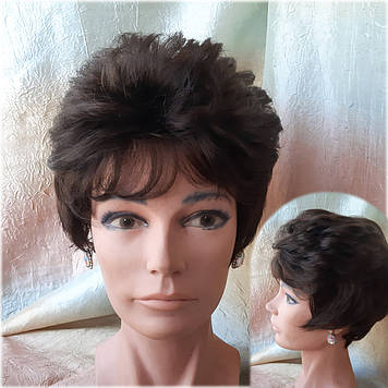 Перука коротка пишна з канекалону шоколадний 015А-6