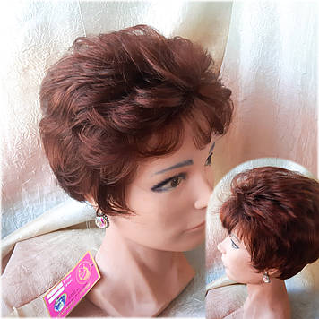Перука коротка пишна з канекалону каштаново-мідний 015А- 27H33H130