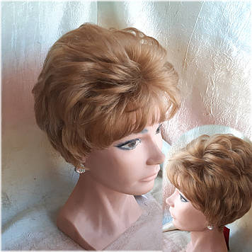 Перука коротка пишна з канекалону пшеничний 015А-24В