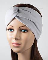 Женская повязка на голову из двойного хлопкового трикотажа цвет светло серый