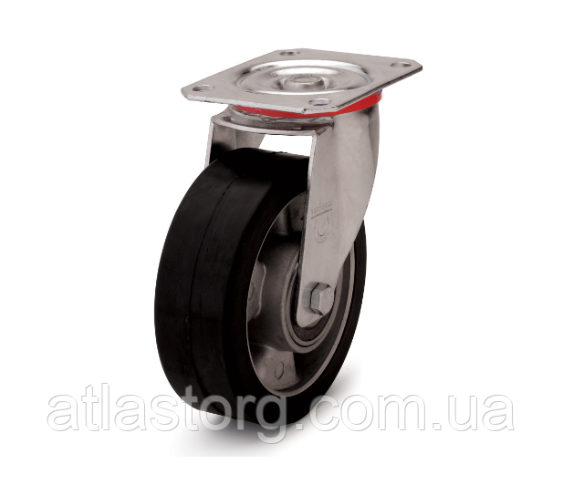 Колесо з еластичної гуми, діаметр 160 мм, з поворотним стандартним кронштейном