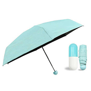 Міні - парасольку кишеньковий в чохлі капсула компактний зручний маленький блакитного кольору ОПТ