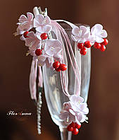 Свадебный комплект украшений ручной работы "Цвет вишни"