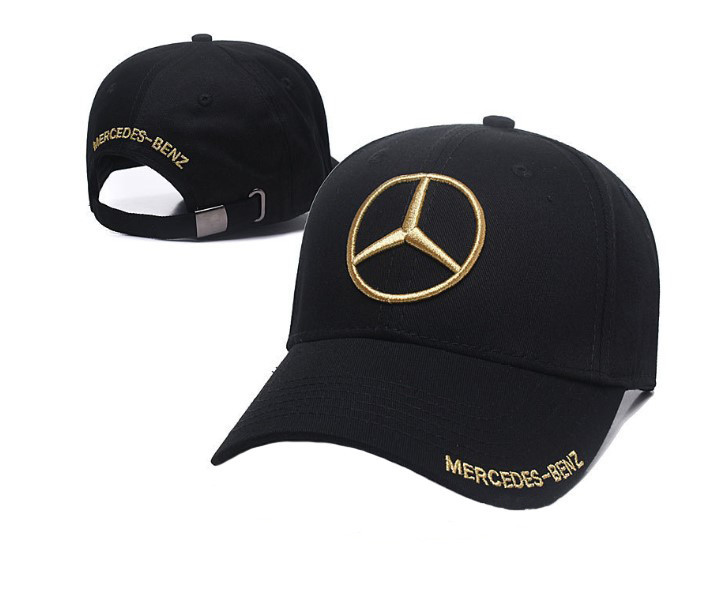 Кепка Бейсболка Mercedes (Мерседес) чорна із золотою вишивкою