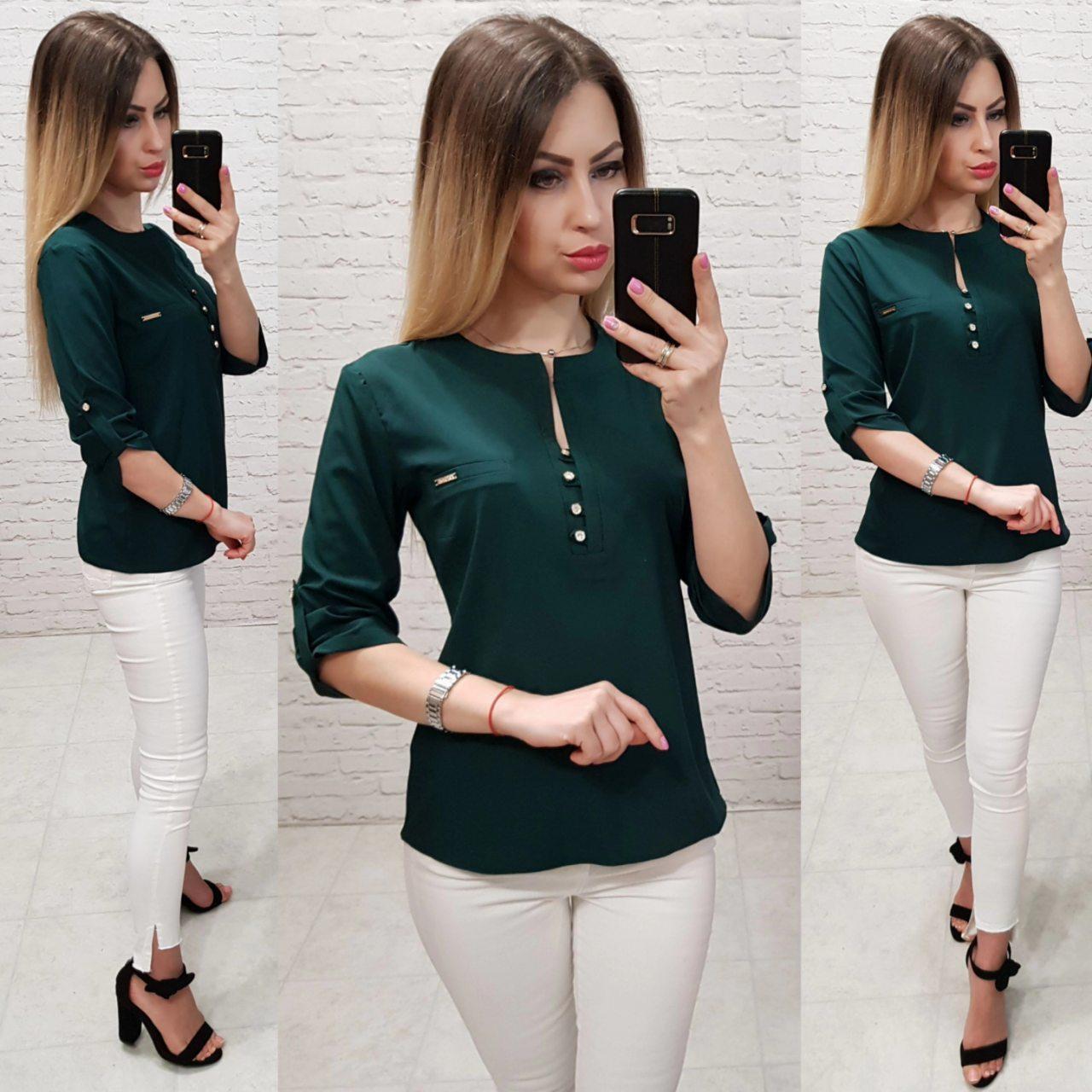 Блуза/блузка арт. 830 темно-зелений/темно-зелений/зелений