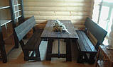 Набори садових меблів стіл + 2 лавки з масиву сосни, фото 5