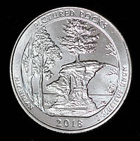 Монета США 25 центів 2018 р. Національний парк Пикчед Рокс Нешнел Лейкшор (Мальовничі скелі)