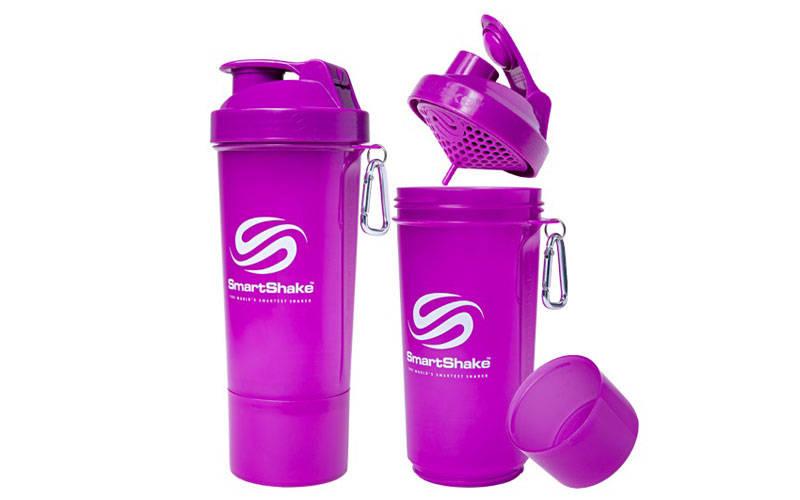 Шейкер 2-камерний для спортивного харчування SMART SHAKER SLIM 5054 500 мл Фіолетовий, фото 1
