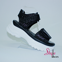 Женские босоножки на белой спортивной платформе на липучках Style Shoes