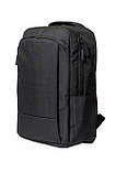 Міський стильний чорний рюкзак з USB-зарядкою та відділенням під ноутбук, рюкзак із зарядкою для телефона, фото 4