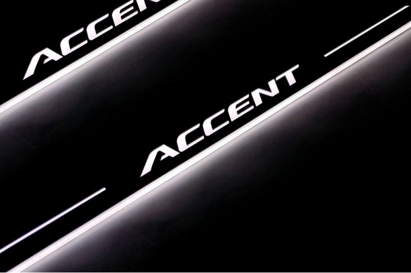 Накладки на пороги з підсвіткою для Hyundai Accent (2011-2017), фото 1