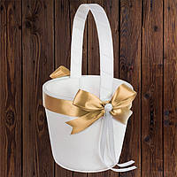 Весільний кошик для пелюсток, золотистий бант (арт. 0797-27)