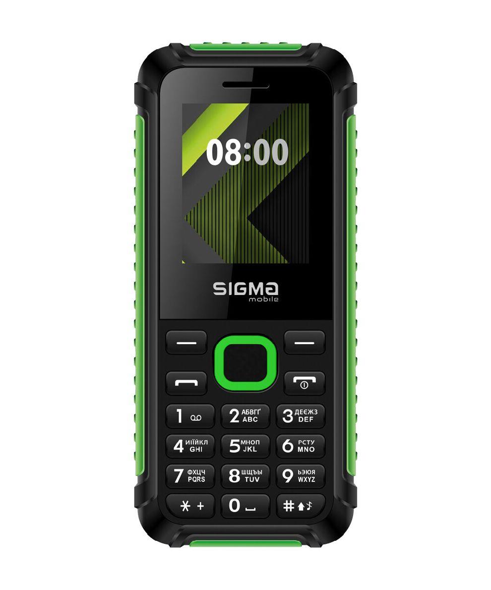 Телефон з гучним динаміком кнопковий з ребристими краями Sigma X-Style 18 Track чорно-зелений