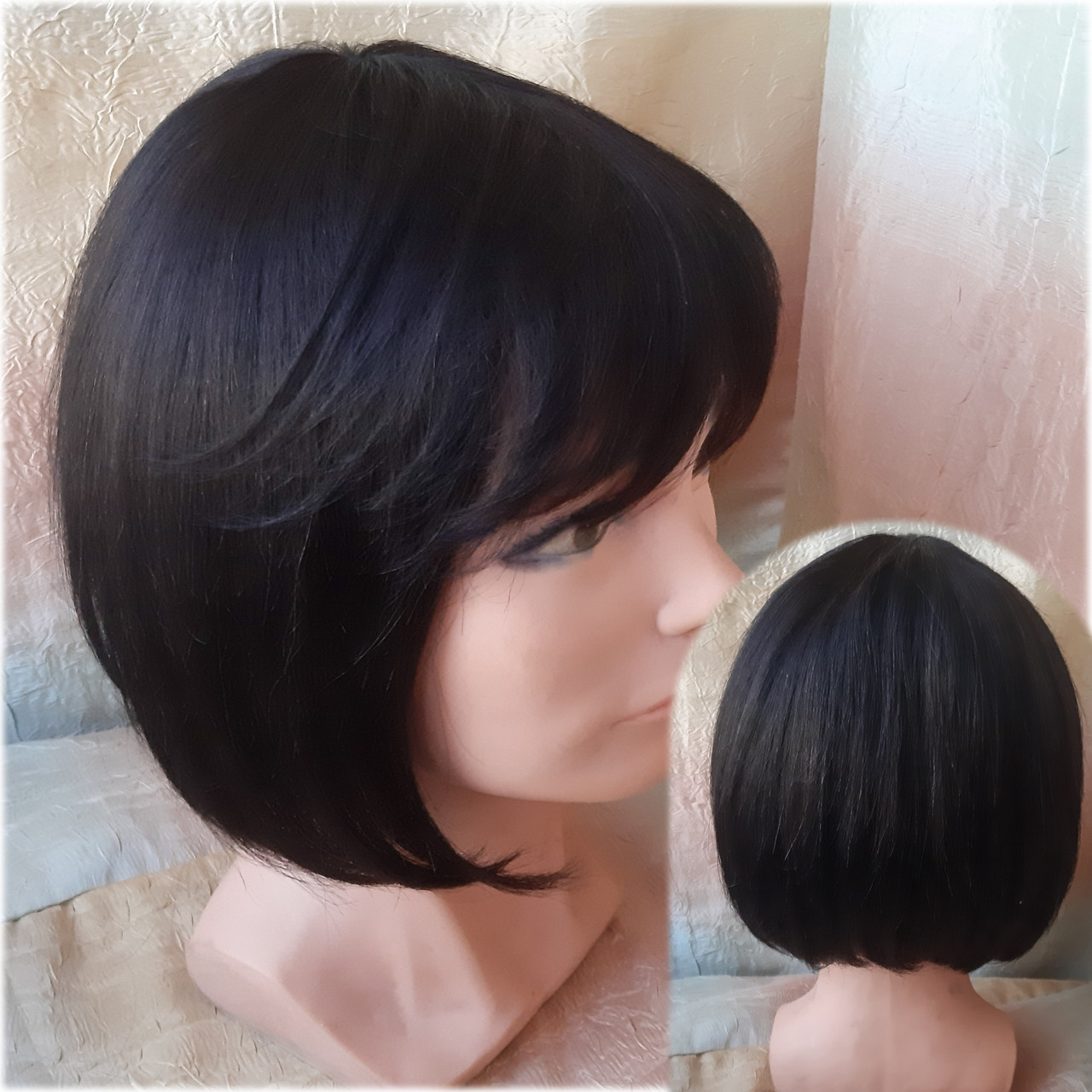 Перука з натурального волосся каре чорний ERIN - 2, фото 1