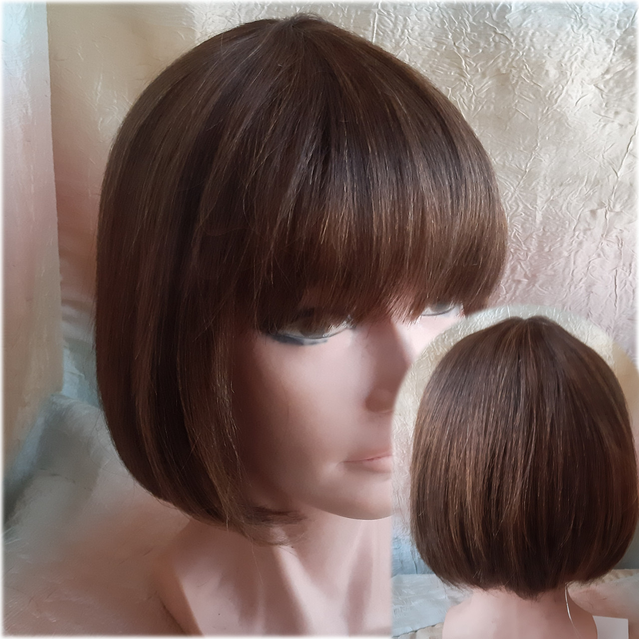 Перука з натурального волосся каре каштановий мікс ERIN - P4/30, фото 1