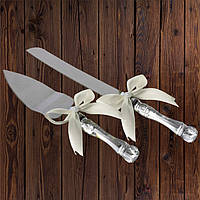 Набор нож и лопатка для свадебного торта (айвори цвет)