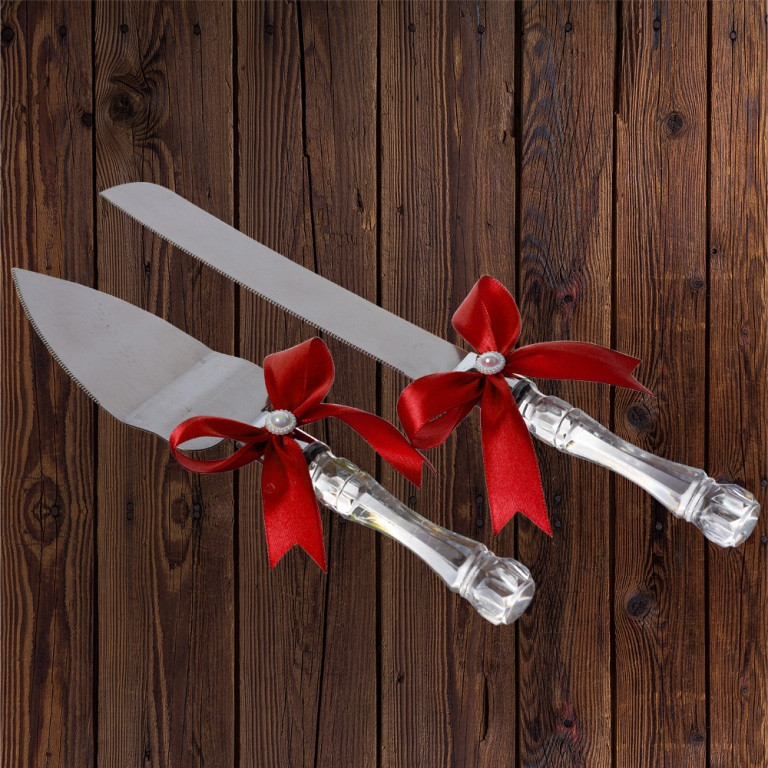  нож и лопатка для свадебного торта (красный цвет): продажа, цена .