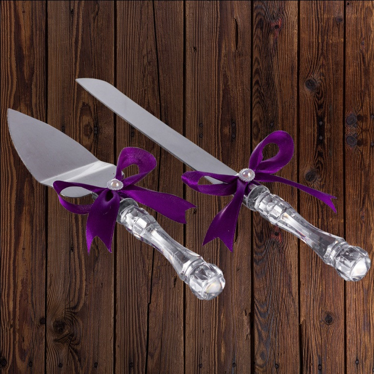  нож и лопатка для свадебного торта (фиолетовый цвет): продажа .