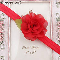 Дитяча червона пов'язка - розмір універсальний (на резинці), розмір квітки 5,5 см