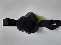 Дитяча чорна пов'язка - розмір універсальний (на резинці), розмір квітки 5,5 см