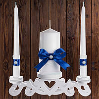 Набор свадебных свечей "Семейный очаг" синий цвет украшения (арт. CAND-21)