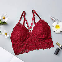 Жіночий мереживний топ із чашечками бордо
