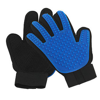 Перчатка для вычесывания шерсти True Touch Черно-синяя (KG-20)