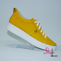 Кеды женские летние с перфорацией yellow "Style Shoes" 36 размер