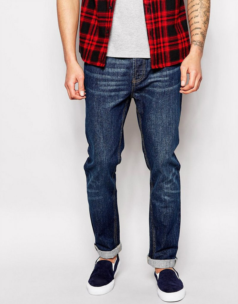 Джинси D-Struct (by Bellfield) — Washed Tappered Slim Fit Navy (чоловічі джинси)