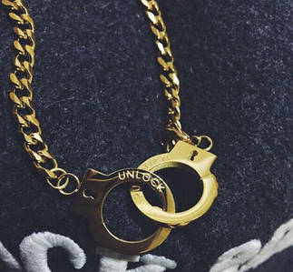 Підвіска, Кулон, ланцюжок на шию, унісекс, наручники золотий 55 см