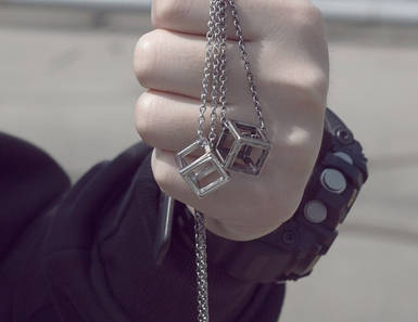 Підвіска, Кулон, Ланцюжок на шию, унісекс, Кубик рубік світле срібло 65 см