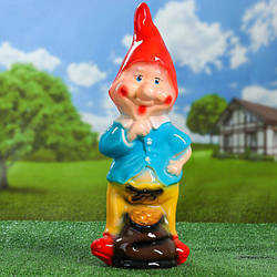 Садовий гном з мішком монет 47 см кераміка